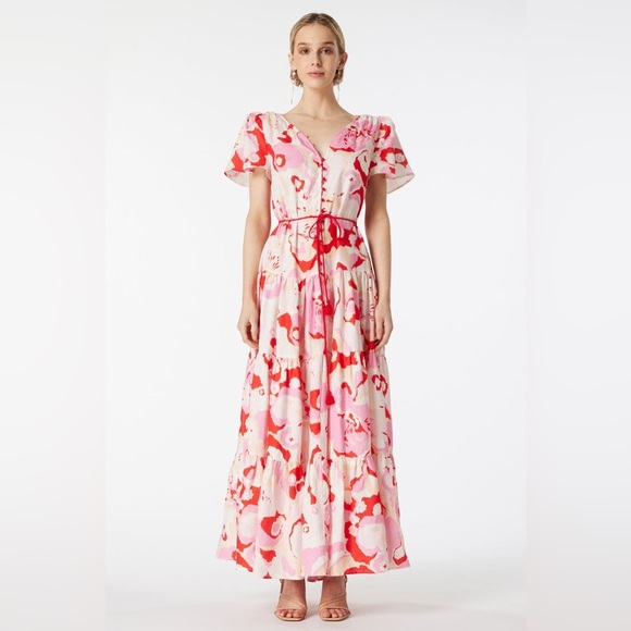 ELLIATT Gisli Floral Print Tiered Linen Maxi Dress - Picture 1 of 12